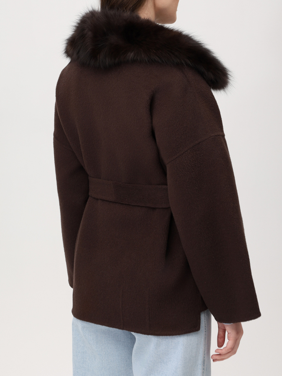 Полупальто шерстяное с мехом лисы