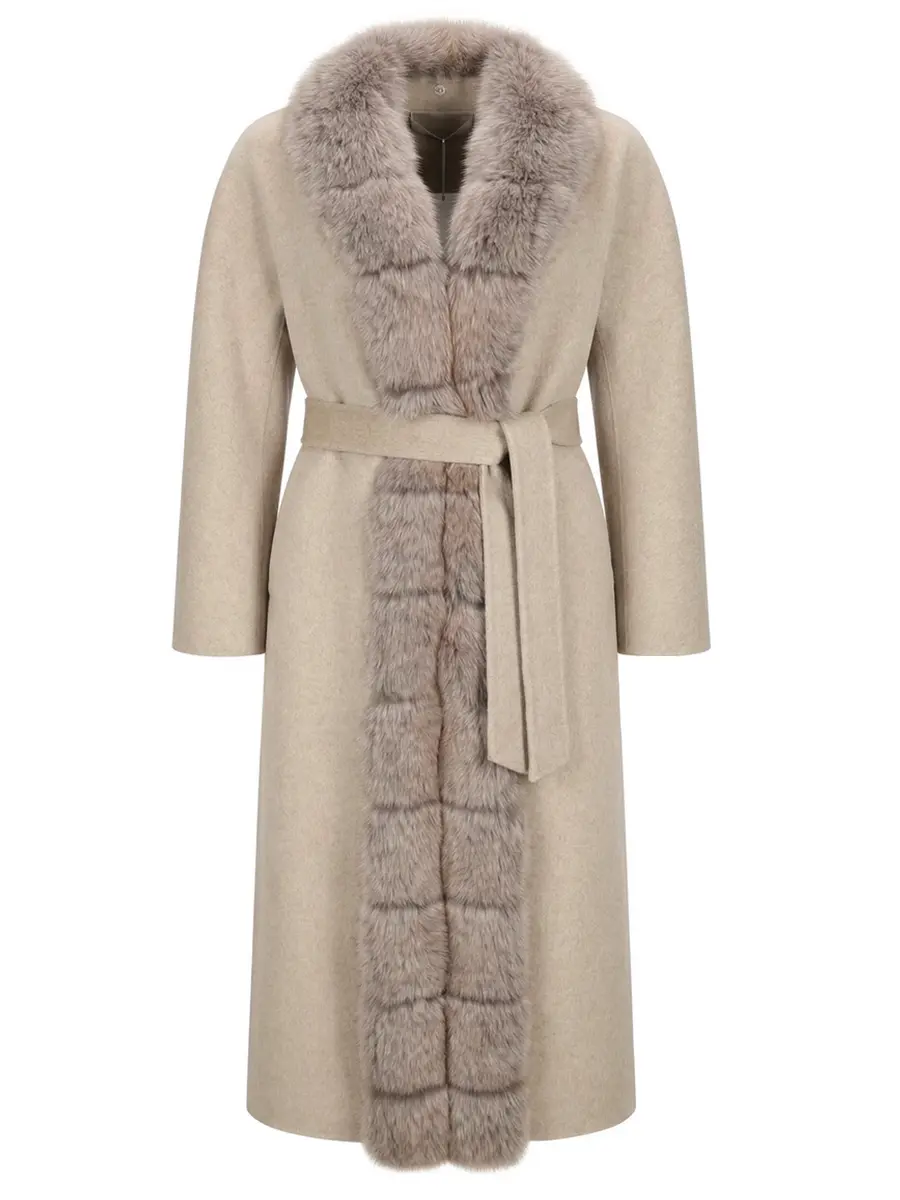 Пальто кашемировое с мехом песца