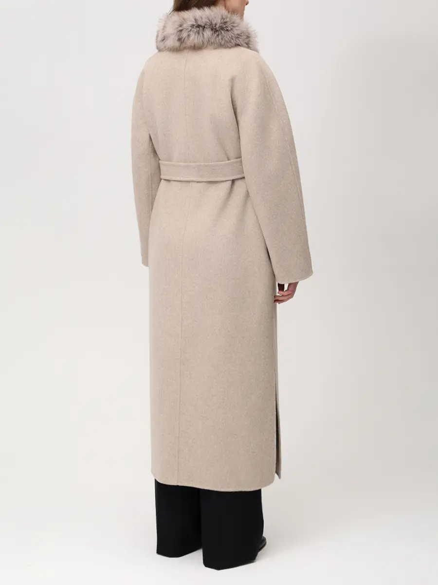 Пальто кашемировое с мехом песца