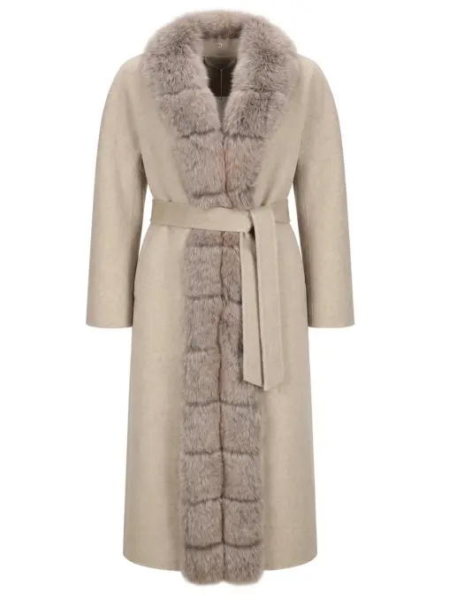 Пальто кашемировое с мехом песца KAPSULA