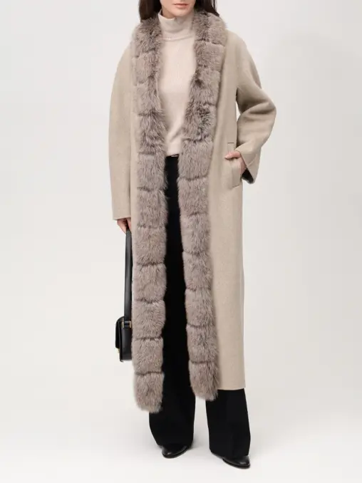 Пальто кашемировое с мехом песца KAPSULA