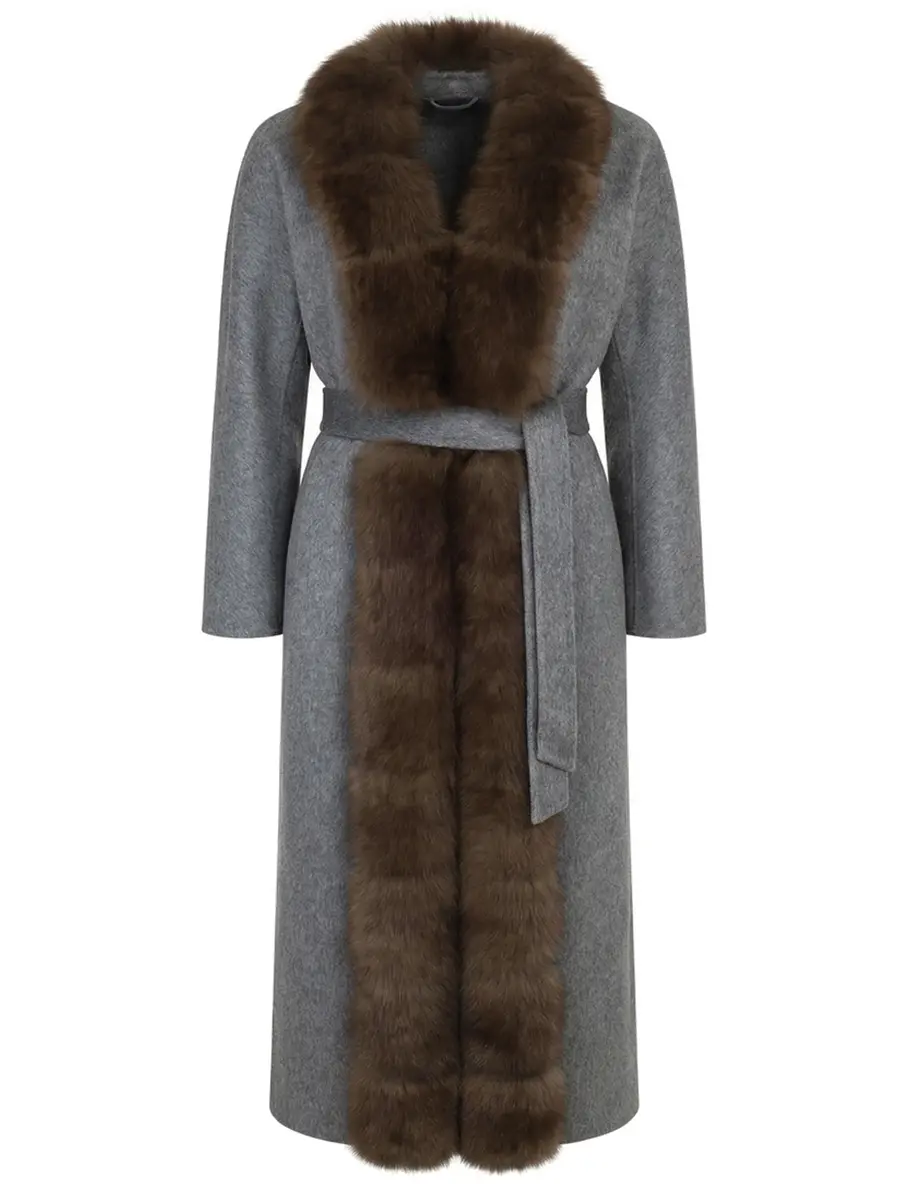 Пальто кашемировое с мехом песца