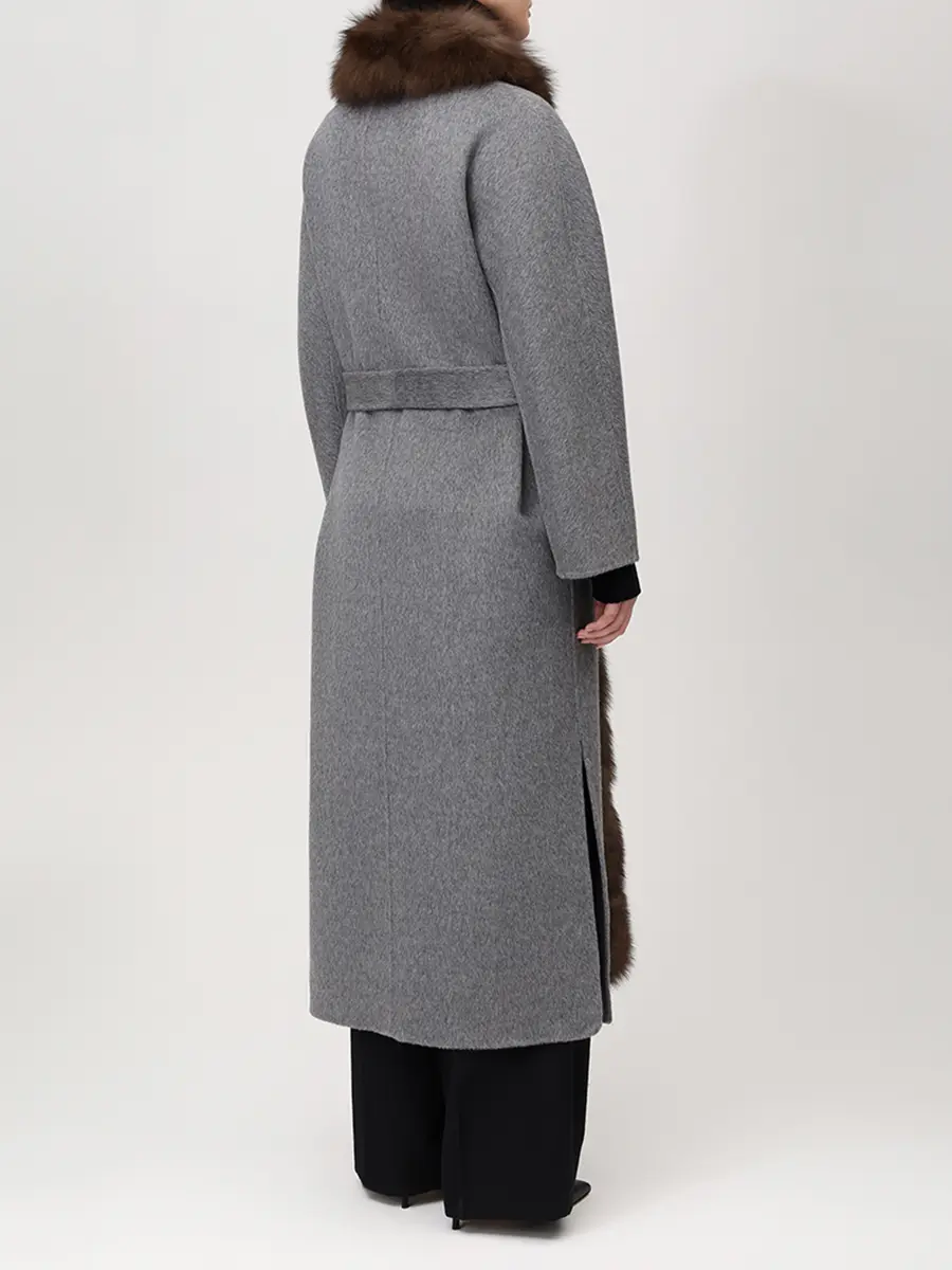 Пальто кашемировое с мехом песца