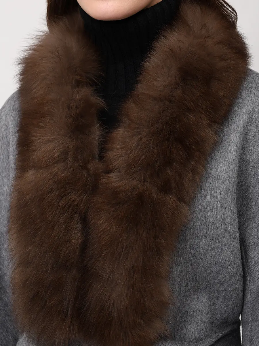 Пальто кашемировое с мехом песца