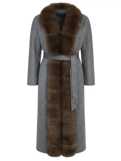 Пальто кашемировое с мехом песца KAPSULA
