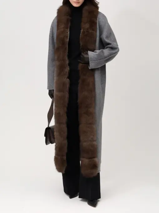 Пальто кашемировое с мехом песца KAPSULA
