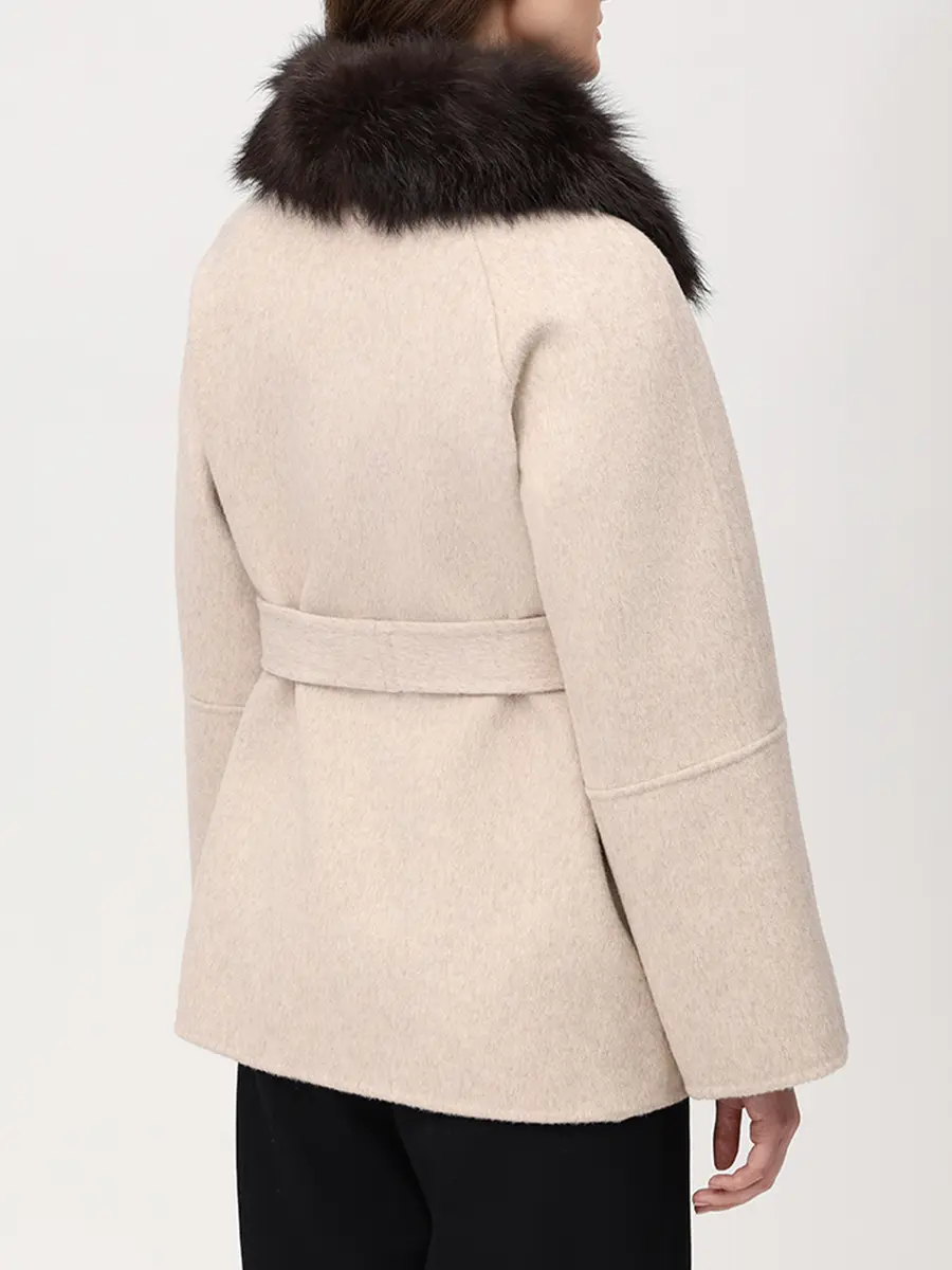 Полупальто шерстяное с мехом лисы