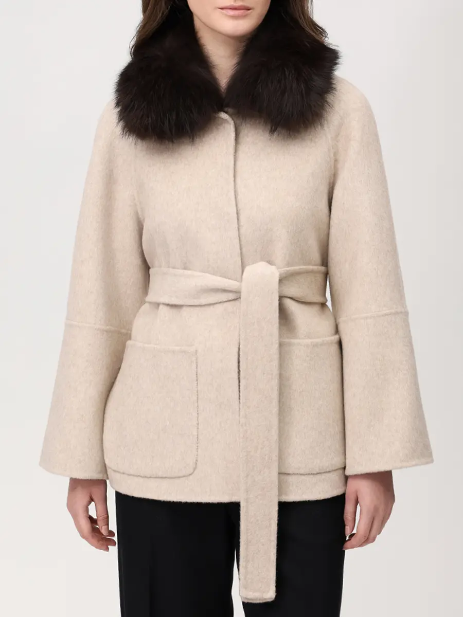 Полупальто шерстяное с мехом лисы