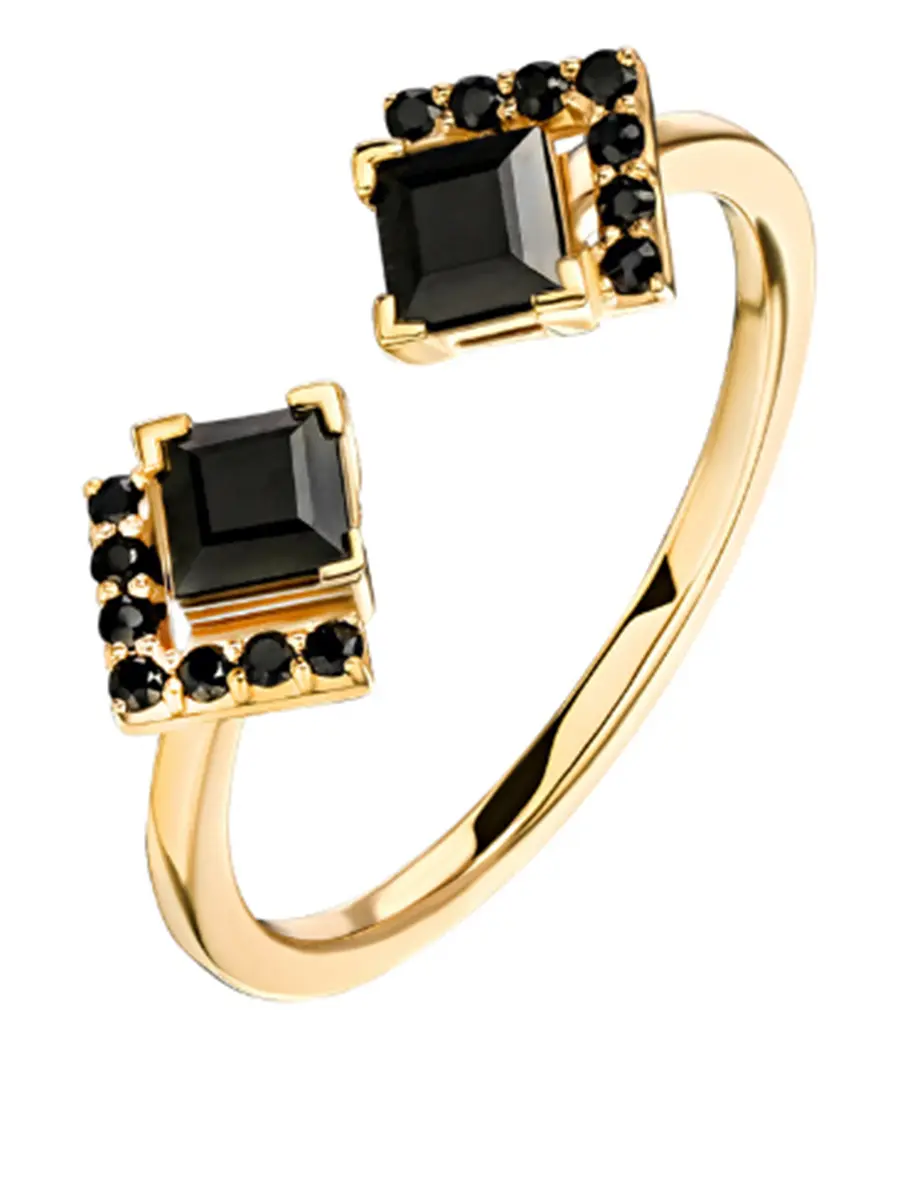 Кольцо из желтого золота с черными сапфирами