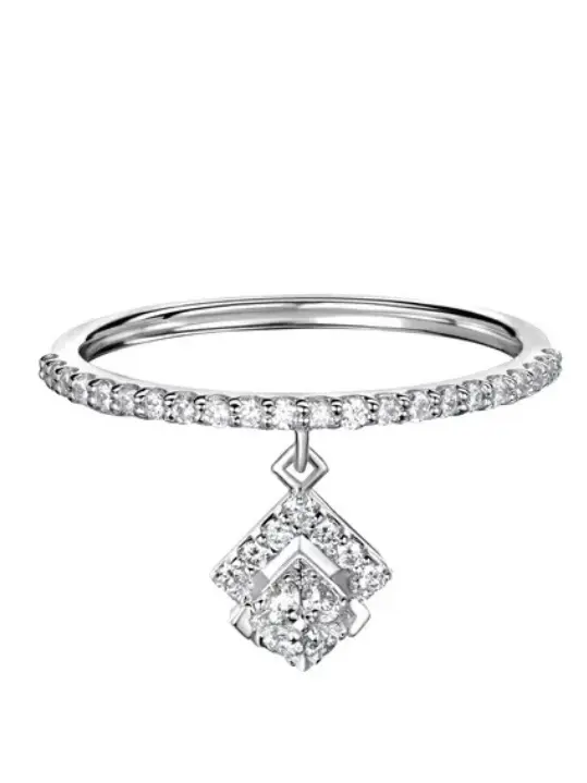 Кольцо из белого золота с бесцветными бриллиантами