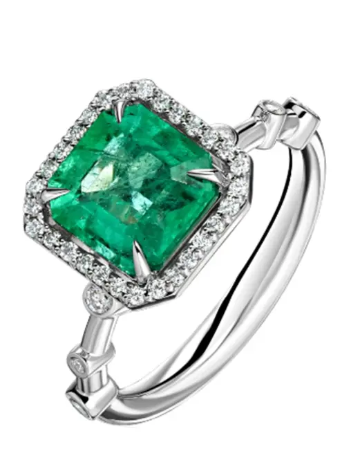 Кольцо с колумбийским изумрудом, бриллиантами и розовым сапфиром ALINA ISSA