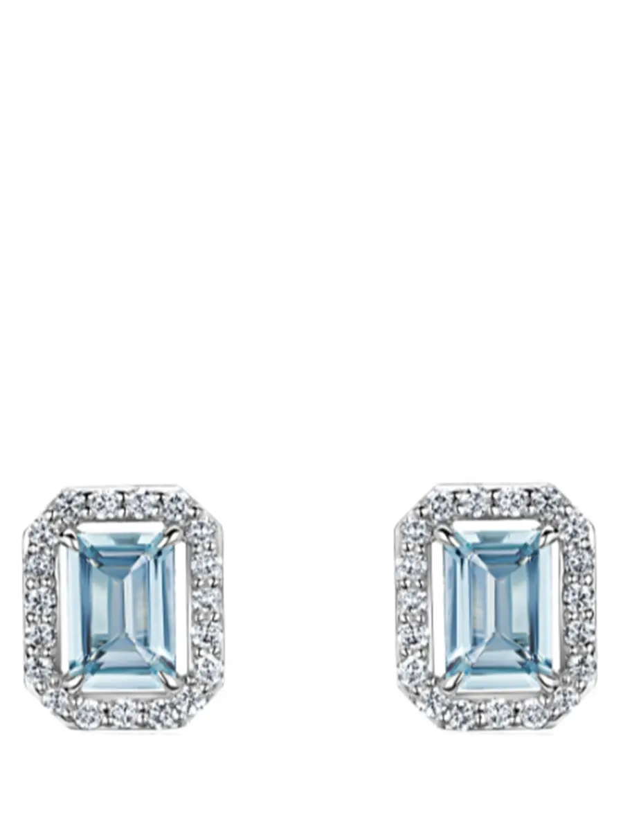 Пусеты с аквамаринами и бриллиантами