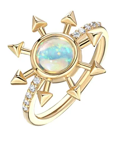 Кольцо из желтого золота с опалом