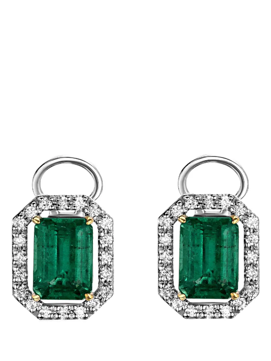 Серьги-пусеты с изумрудами и бриллиантами