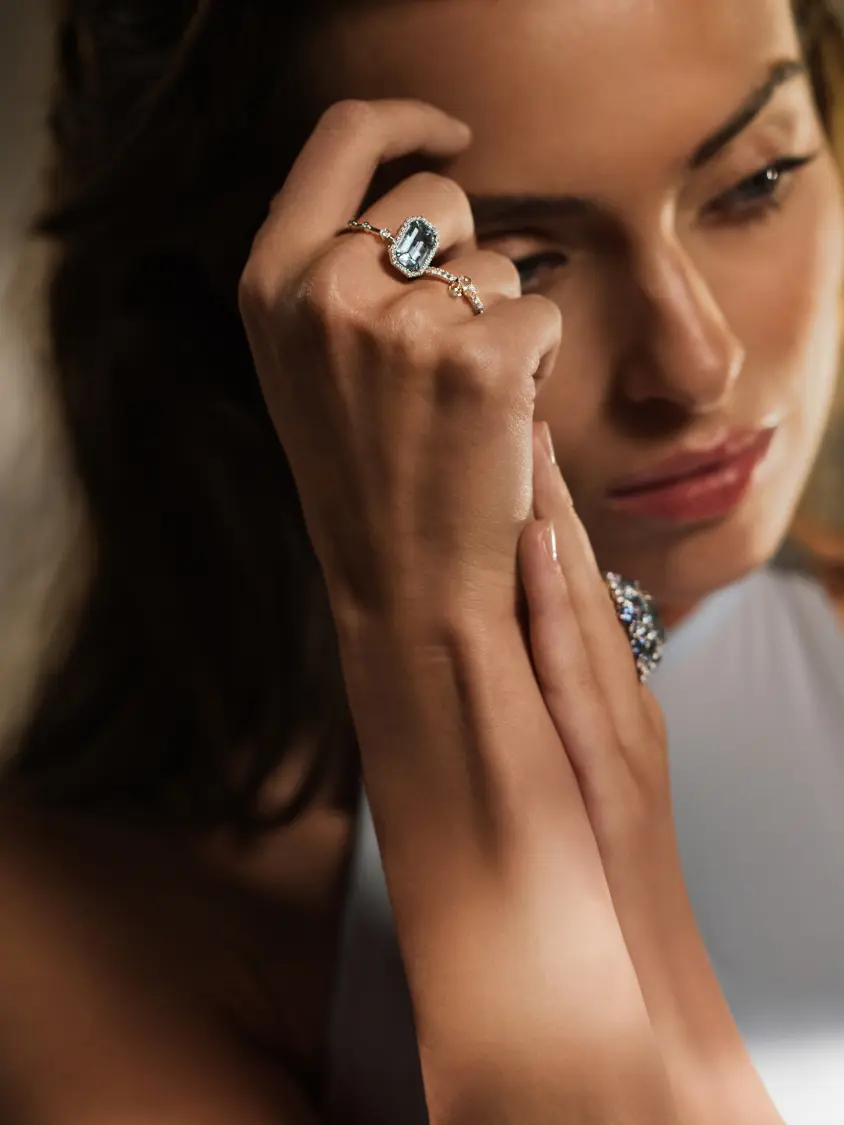 Кольцо с аквамарином и бриллиантами