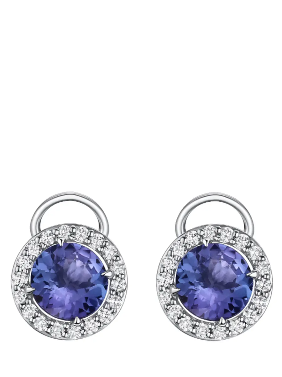 Пуссеты с танзанитами и бриллиантами