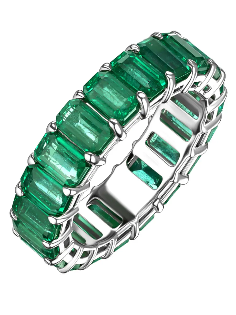 Кольцо с замбийскими изумрудами