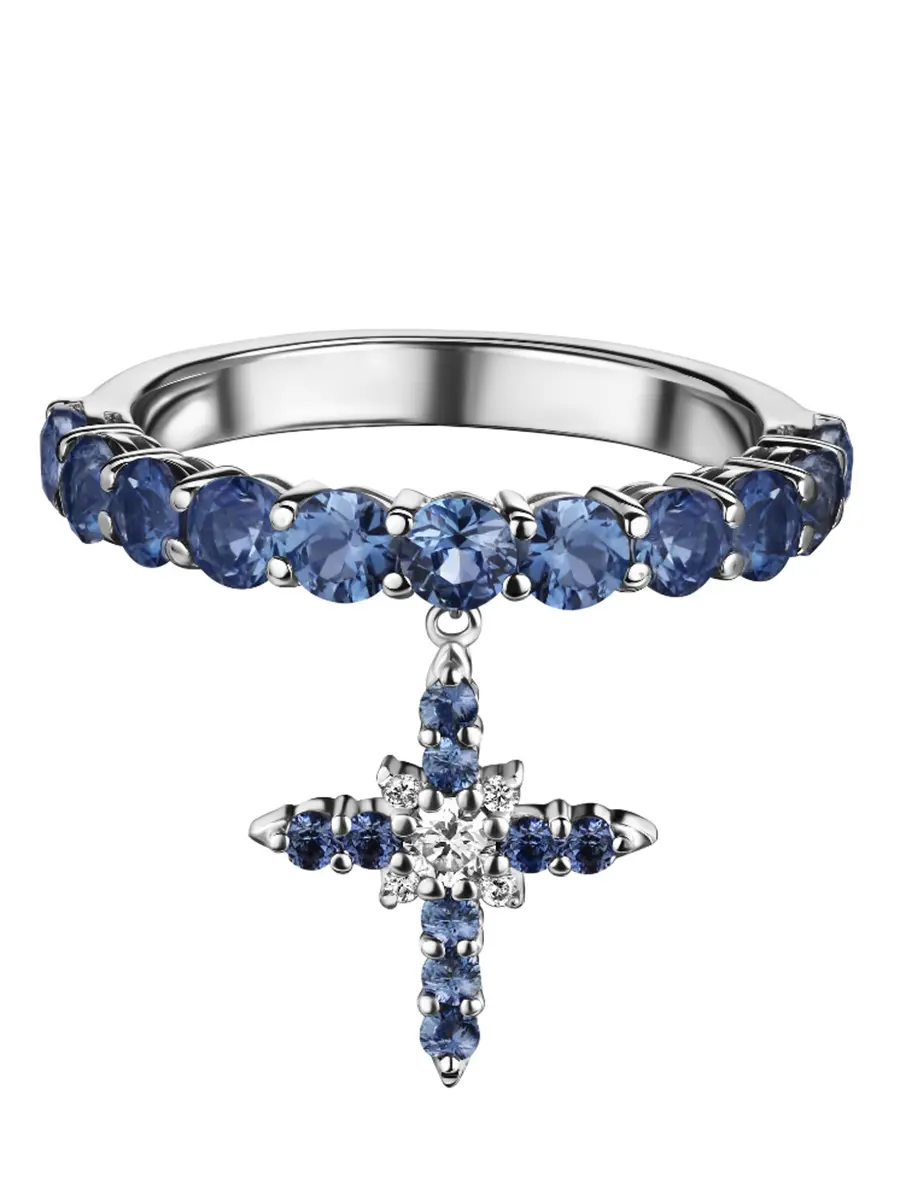 Кольцо с сапфирами и бриллиантами