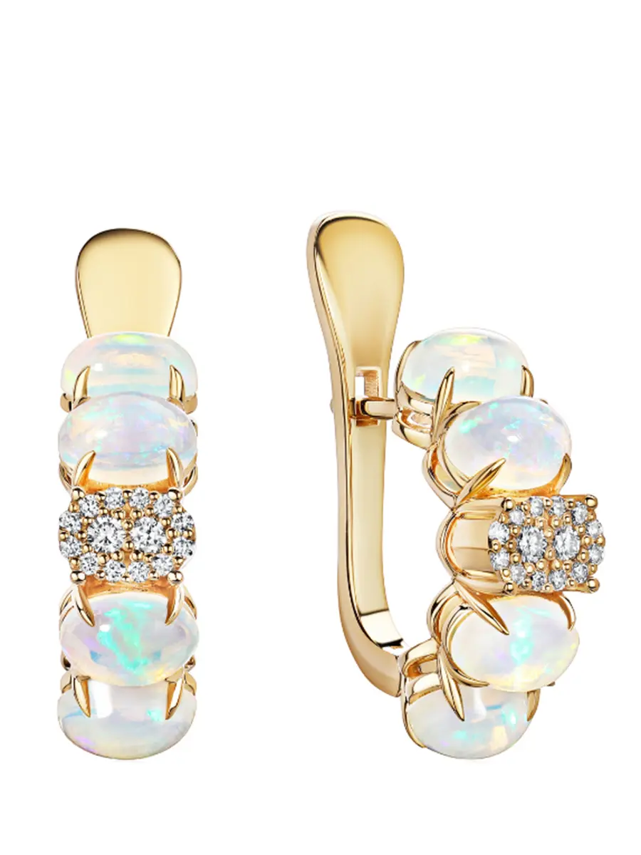 Серьги с опалами и бриллиантами