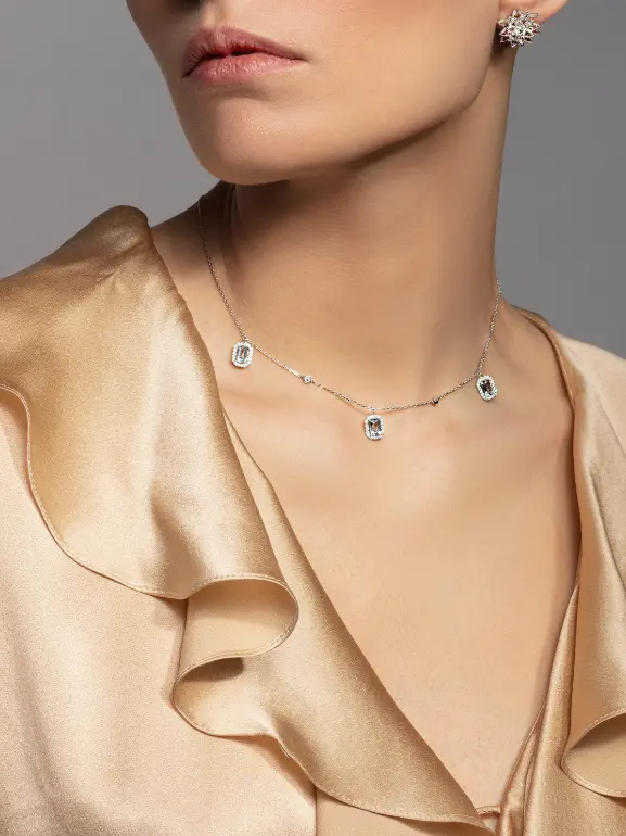 Колье с аквамаринами и бриллиантами