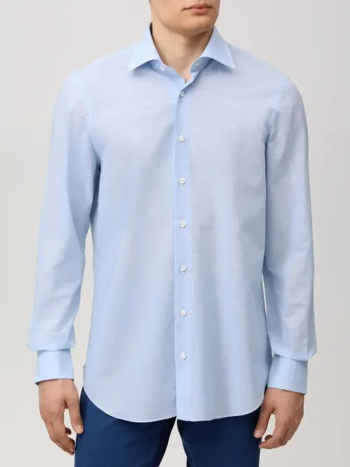 Рубашка Regular Fit из хлопка и льна CESARE ATTOLINI