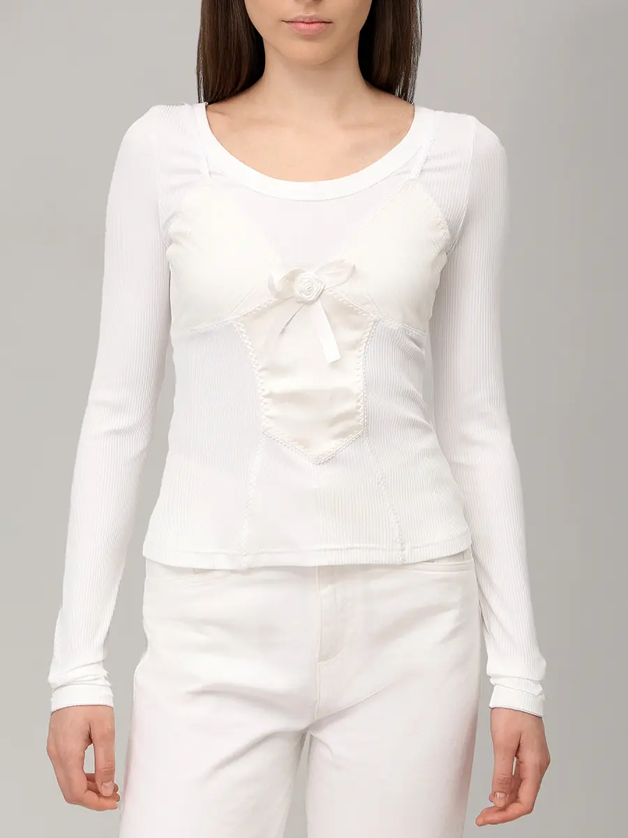 Лонгслив с бельевыми элементами