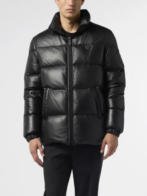 Пуховик кожаный PHILIPP PLEIN