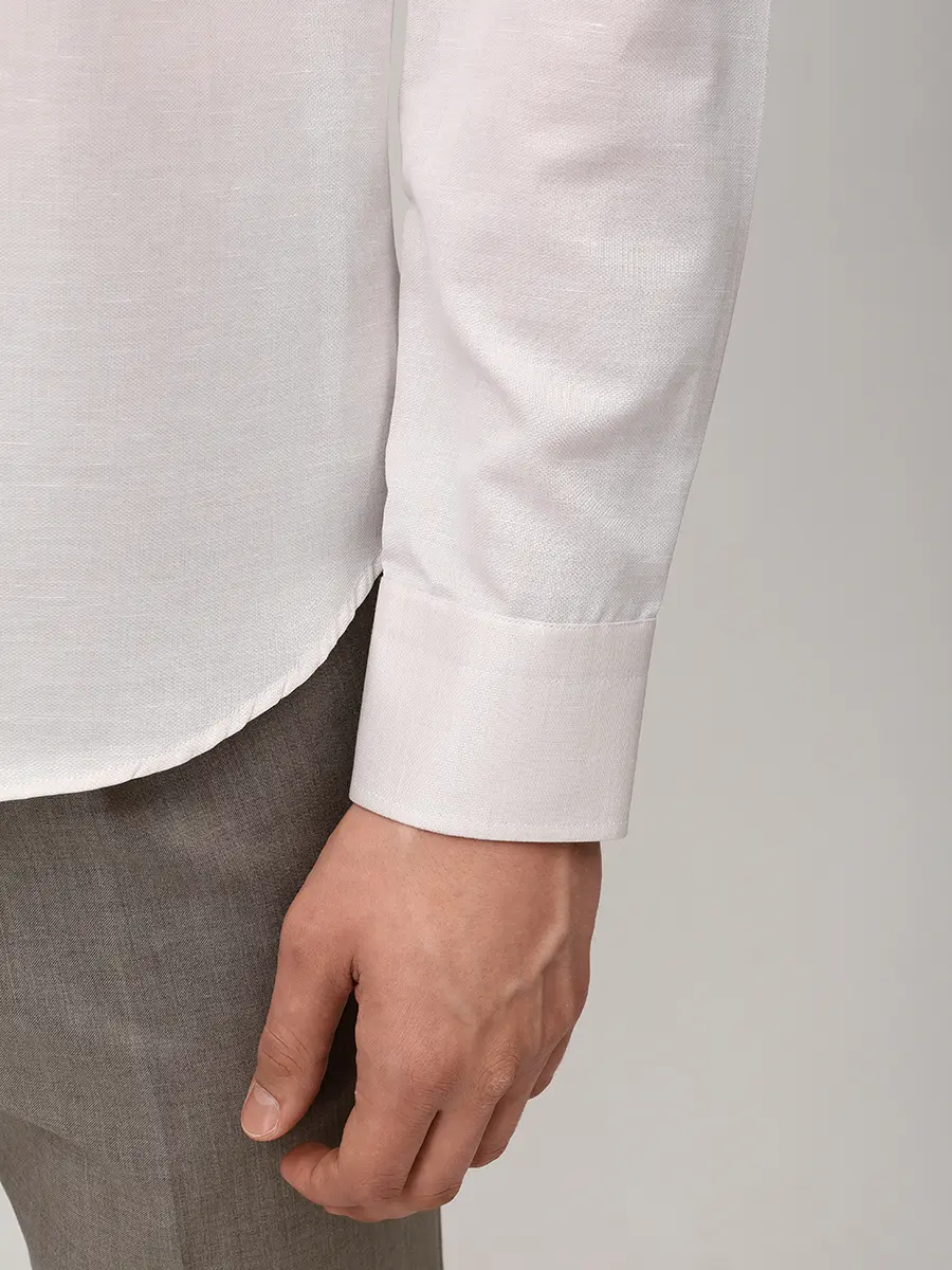 Рубашка Slim Fit из хлопка и льна