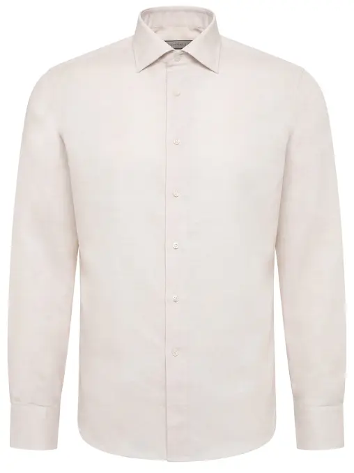 Рубашка Regular Fit из хлопка и льна CANALI