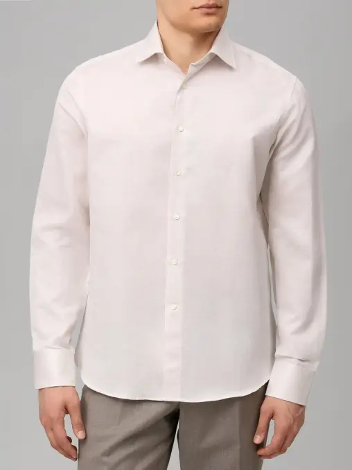 Рубашка Regular Fit из хлопка и льна CANALI