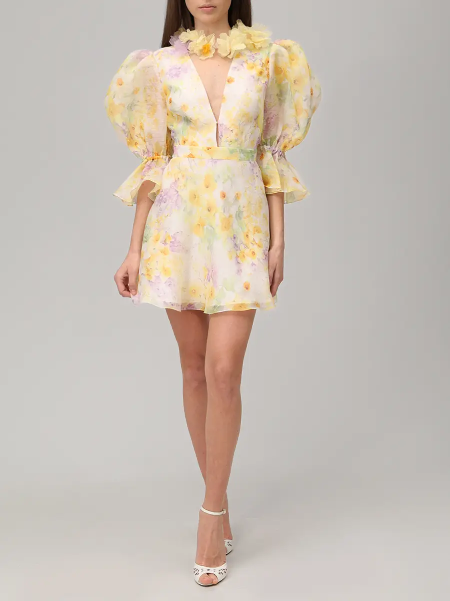 Платье из шелка и льна