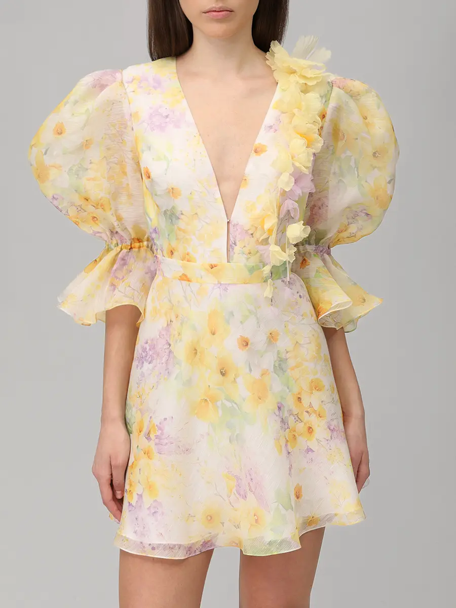 Платье из шелка и льна