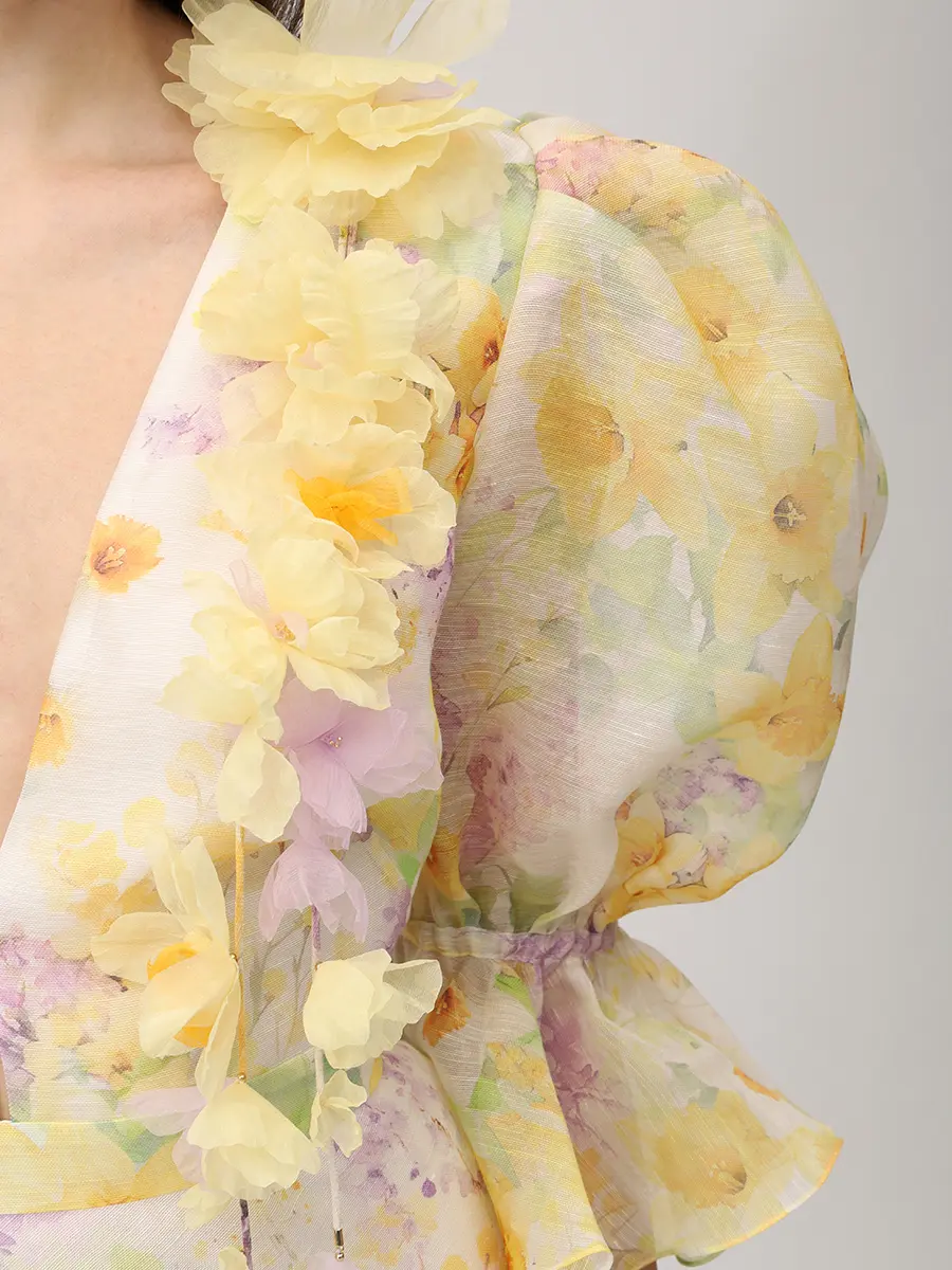 Платье из шелка и льна