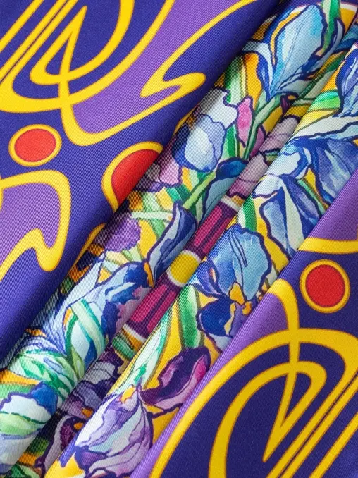 Платок шелковый «Ирисы» (Irises) YAKA
