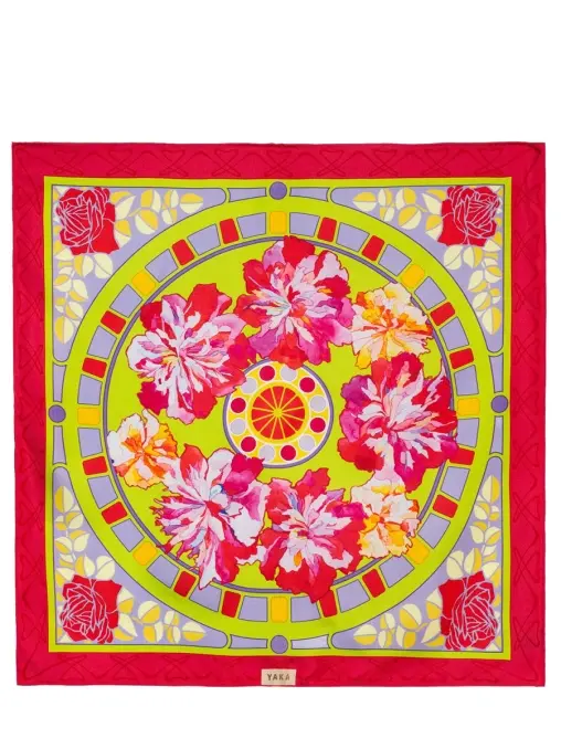 Платок шелковый «Пионы» (Peonies) YAKA