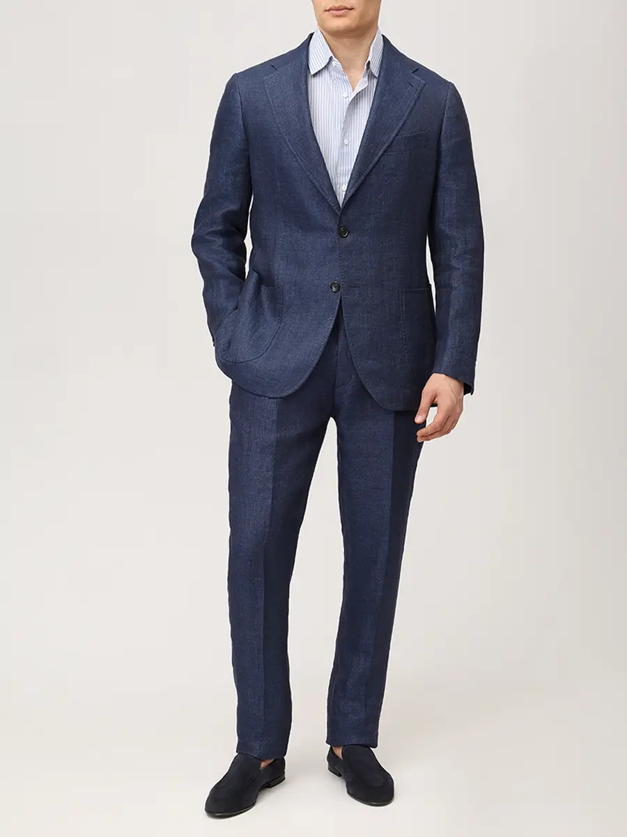 Рубашка Slim Fit из хлопка и льна