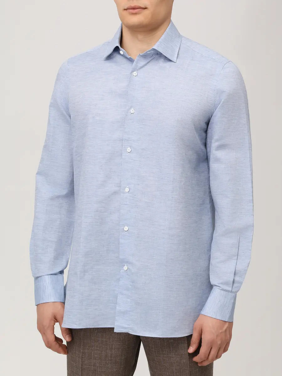 Рубашка Slim Fit из хлопка и льна