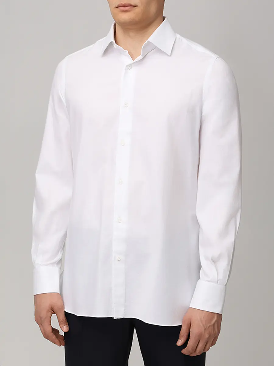 Рубашка Slim Fit из хлопка и льна