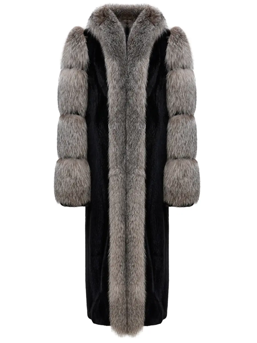 Шуба из меха норки и лисы