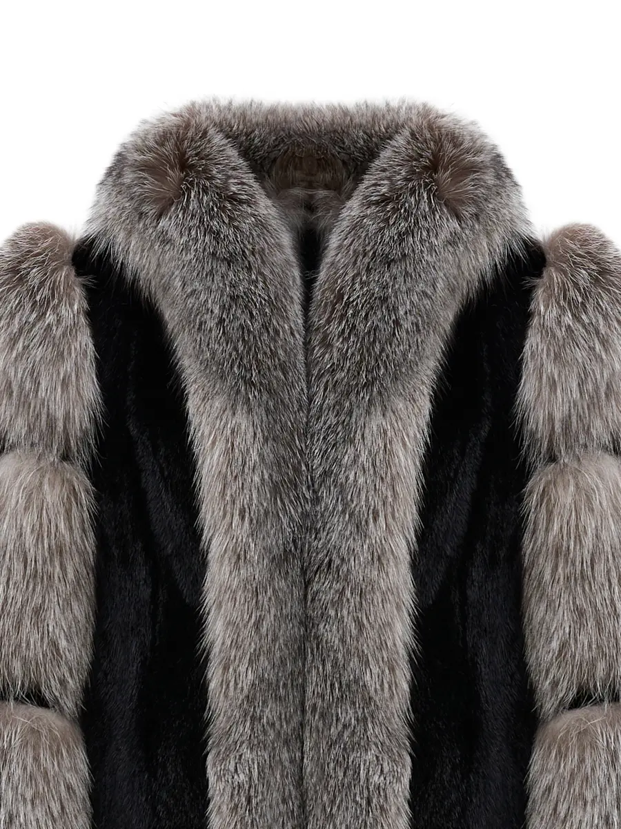 Шуба из меха норки и лисы