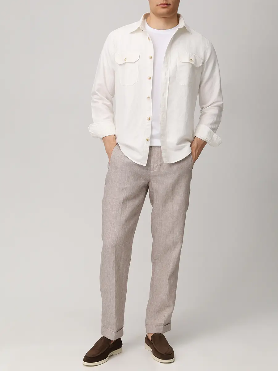 Рубашка Regular Fit изо льна и хлопка