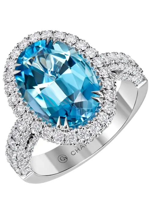 Кольцо из белого золота с аквамарином и бриллиантами CHAMOVSKIKH JEWELLERY HOUSE
