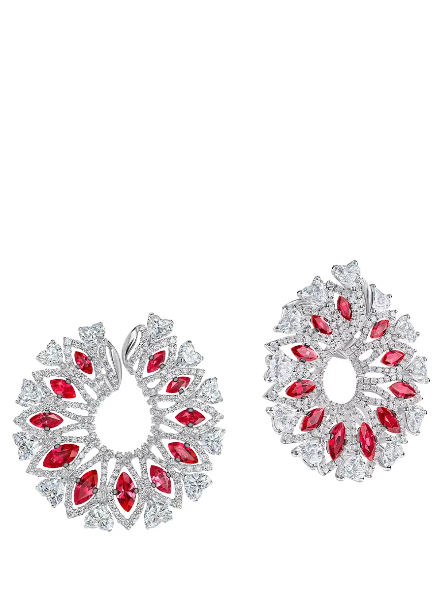 Серьги с рубинами и  бриллиантами