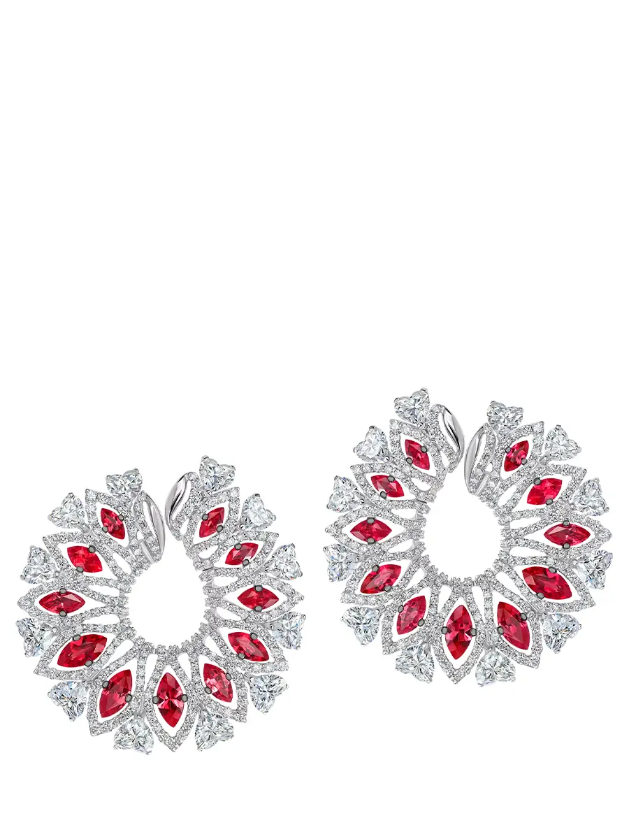 Серьги с рубинами и  бриллиантами