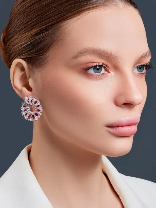Серьги с рубинами и  бриллиантами CHAMOVSKIKH JEWELLERY HOUSE
