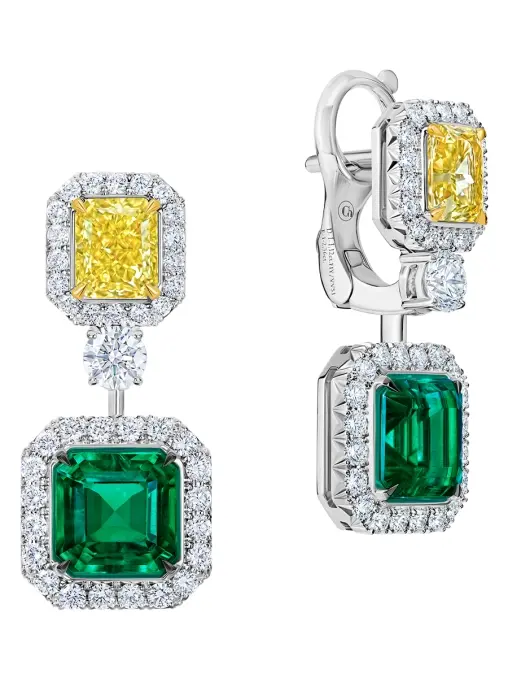 Серьги с изумрудами и  бриллиантами CHAMOVSKIKH JEWELLERY HOUSE