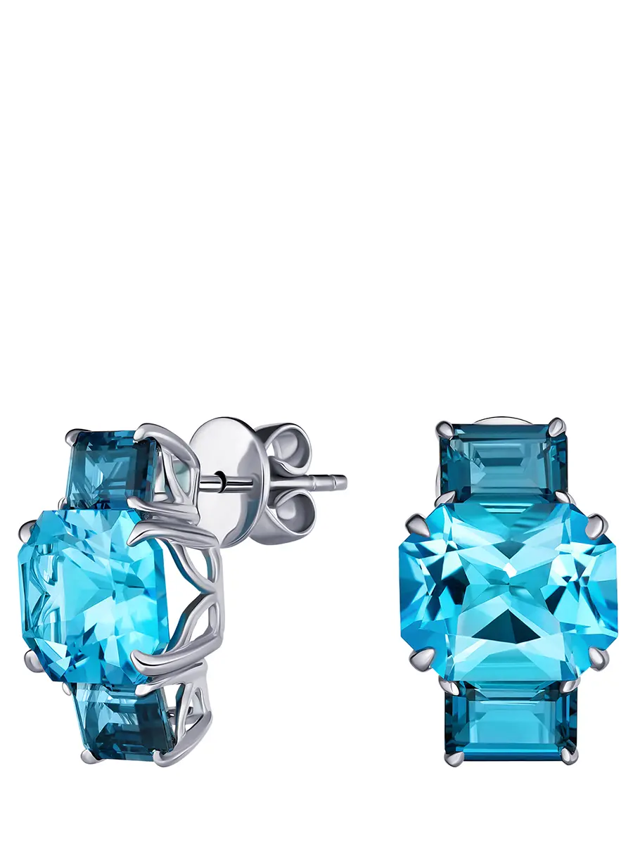 Серьги из белого золота с топазами