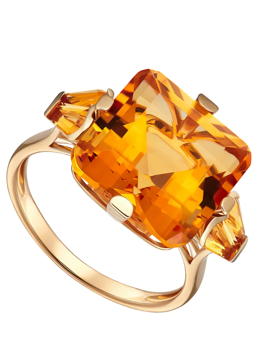 Кольцо из желтого золота с цитрином