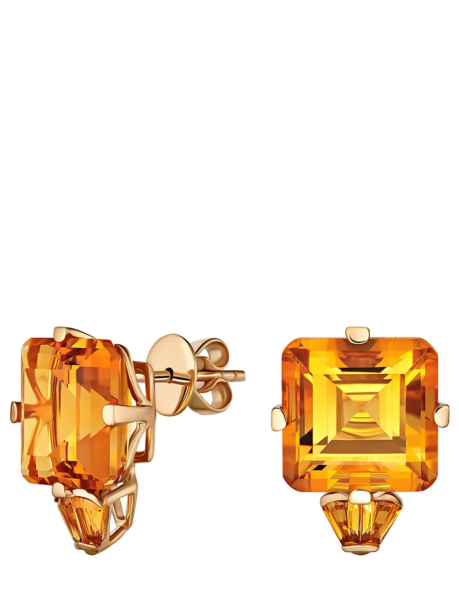 Серьги из желтого золота с цитринами