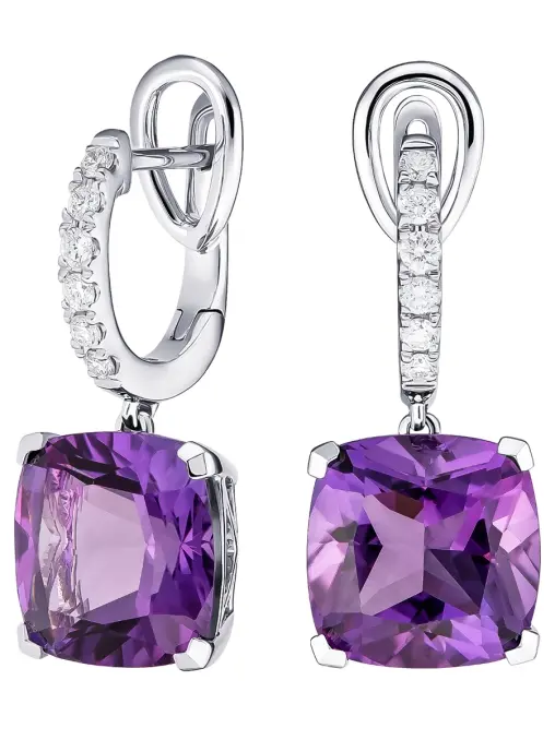 Серьги из белого золота с аметистом и бриллиантами LANORDICA